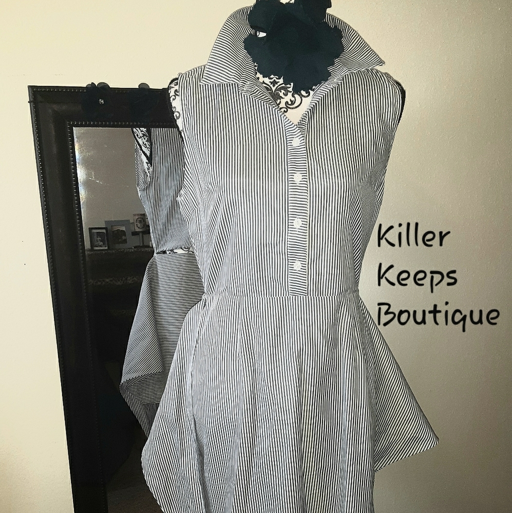 Self Light Blue and White Striped Yacht Dr…